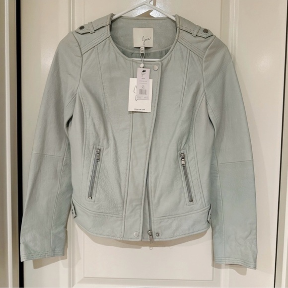 NWT Joie Lamb Leather Jacket Mint Green - Picture 2 of 5